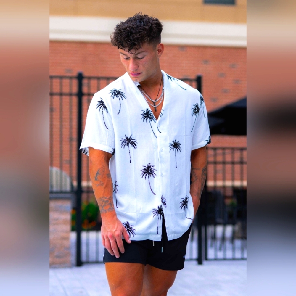 YoungLA 445 Cabo Vibez Shirt Printed Palm Shadows
